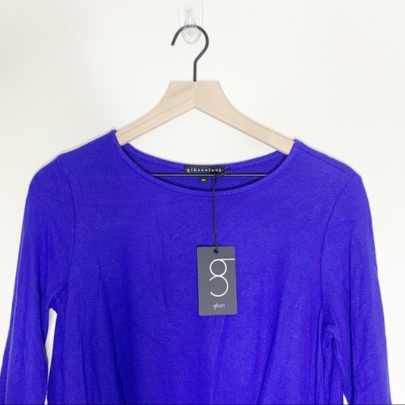 NWT Gibsonlook Blue Twist Front 3/4 Sleeve Top XS - Picture 4 of 8
